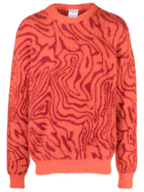 COUNTY OF MILAN patterned-intarsia fleece knitted jumper Red CMHE024F23KNI0032028