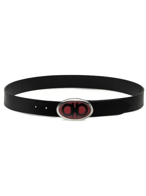Ferragamo oval-shaped Gancini-buckle belt Black 765532