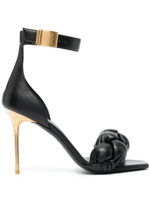 Balmain logo-plaque open-toe sandals Black AN0UH875TSBN