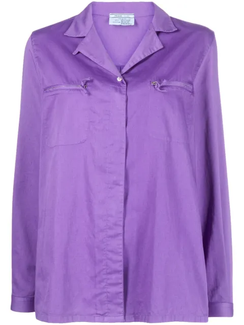 Prada Pre-Owned 2000s zip-detail cotton shirt Purple PRA280NH