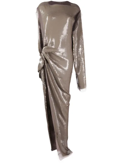 Rick Owens sequin-embellished asymmetric dress Grey RO01C5580SEM1