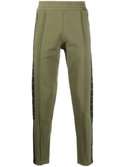 Moschino logo-print cotton track trousers Green A03287028