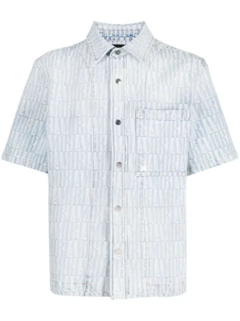 AMIRI jacquard-logo denim shirt Blue SS23MDS027