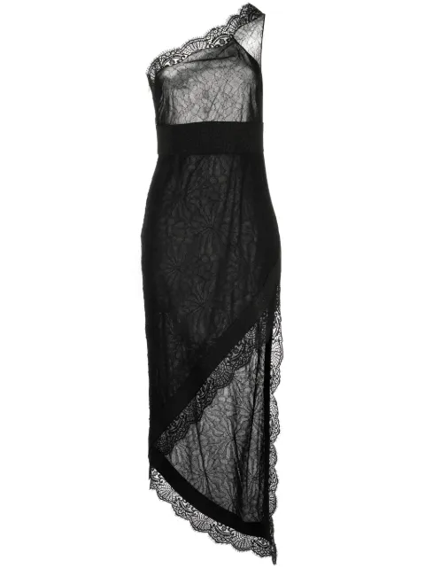 TOM FORD lace-detail one-shoulder dress Black AB3234FAX1088