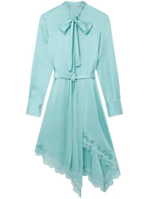 Stella McCartney Double satin lace-trim dress Blue 6A02203AU309