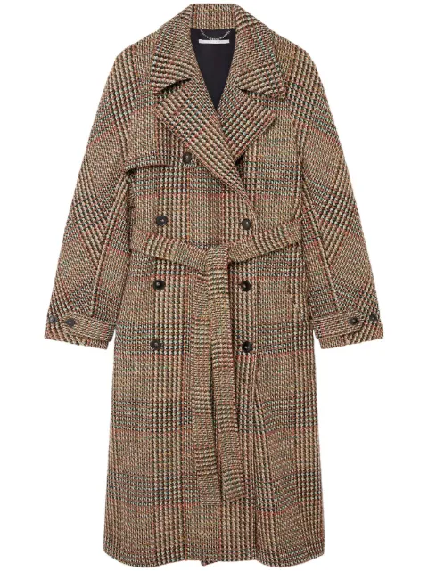 Stella McCartney tweed belted double-breasted coat Brown 6600503CJ301