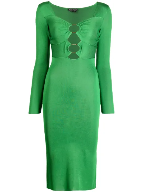 TOM FORD high-shine cut-out midi dress Green ACK389YAX592