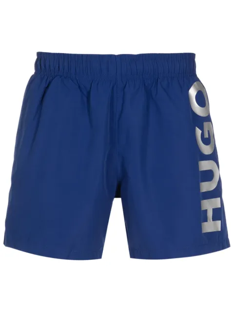 HUGO Abas metallic logo-print swim shorts Blue 50469311