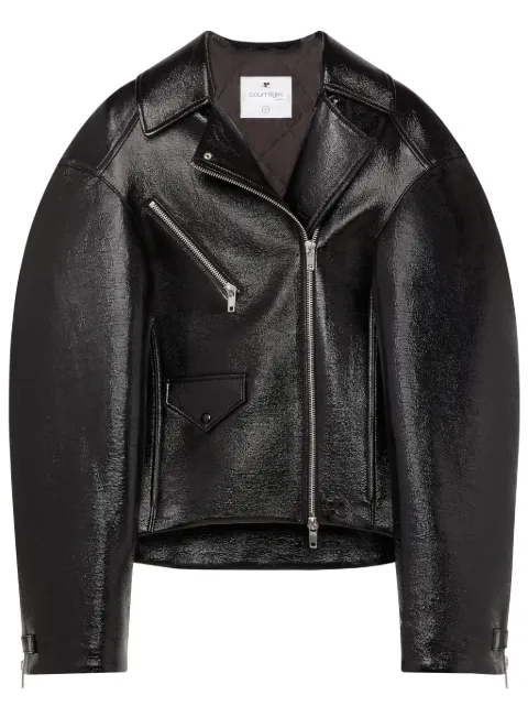 Courrèges Cocoon Vinyl biker jacket Black 423CBL136VY0014