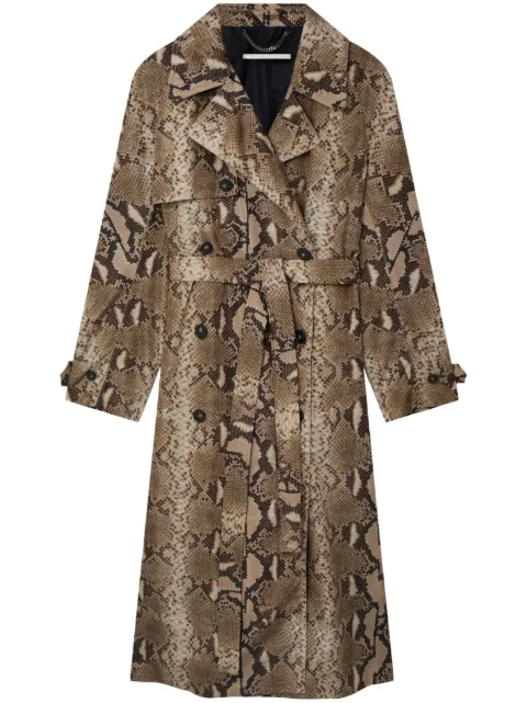 Stella McCartney python-print belted trench Neutrals 6700223CS303