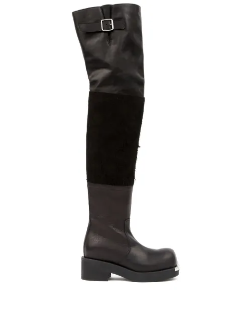MM6 Maison Margiela panelled buckled leather boots Black S66WW0080P6164