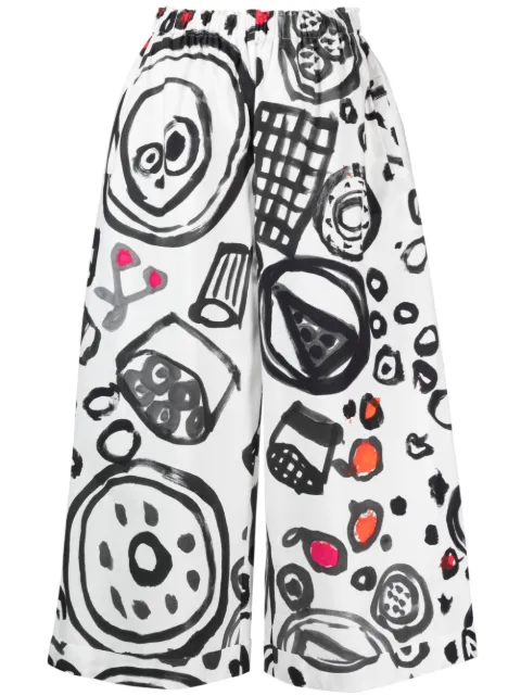 Daniela Gregis printed cotton wide-leg trousers White P7FC483092