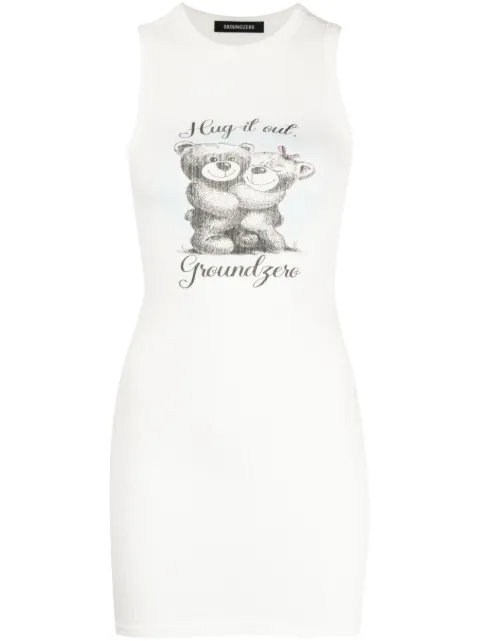 Ground Zero slogan-print cotton T-shirt dress White GZSS23DR602