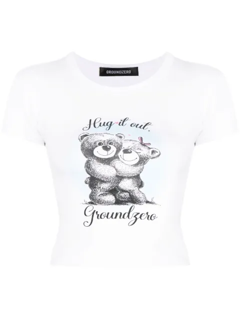 Ground Zero slogan-print cotton cropped T-shirt White GZSS23TE020A