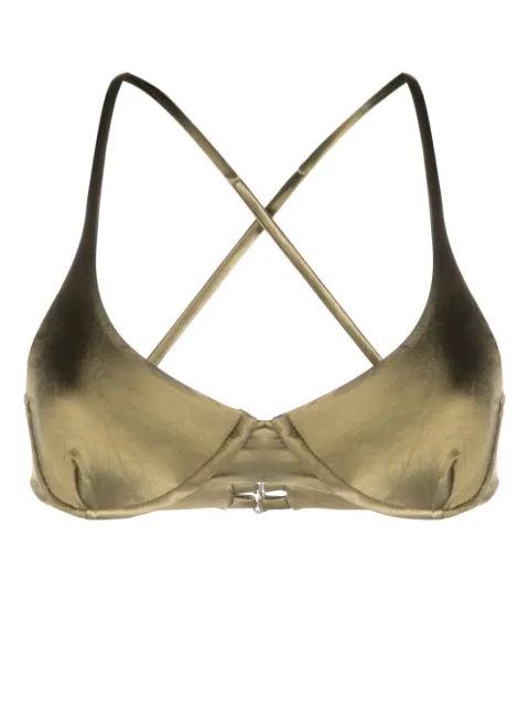 Isa Boulder reversible crossover-strap bikini top Green 23ST05