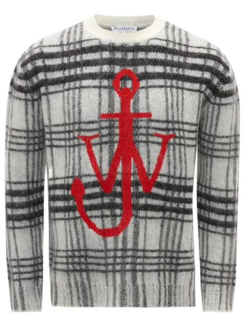 JW Anderson tartan-check crew-neck jumper White KW0941YN0222