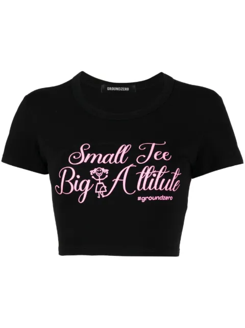 Ground Zero slogan-print cotton T-shirt Black GZSS23TE019B