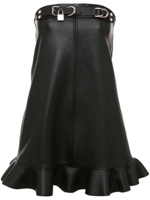 JW Anderson padlock-embellished ruffled leather minidress Black LD0011LT0059999