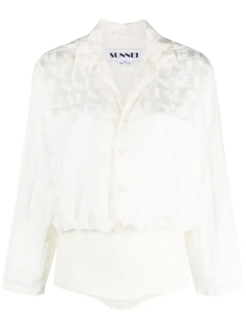 Sunnei logo-jacquard long-sleeve bodysuit White CRTWWTOP025NYL023
