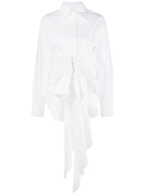 QUIRA draped-detail cotton shirt White Q135CT