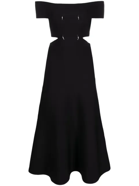 Alexander McQueen off-shoulder flared midi dress Black 748050Q1A5Z