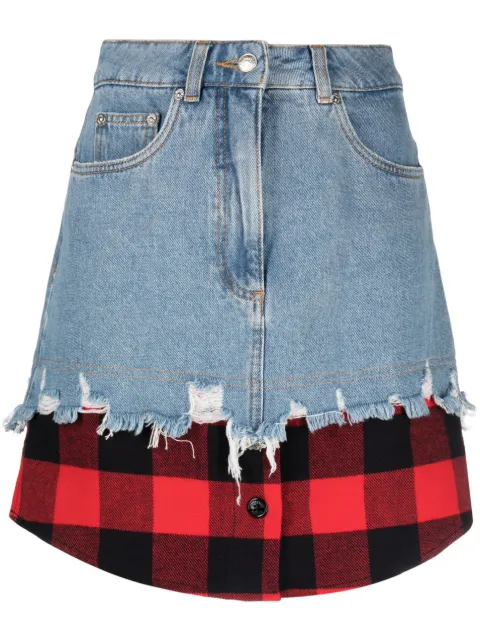 MOSCHINO JEANS layered-design denim skirt Blue J01088737