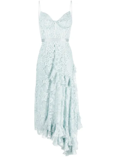 ERDEM Melora asymmetric lace dress Blue 21880