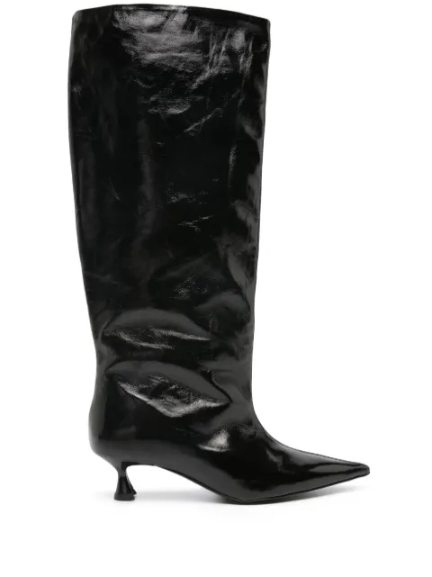 GANNI 45mm knee-high mid-heel boots Black S2213