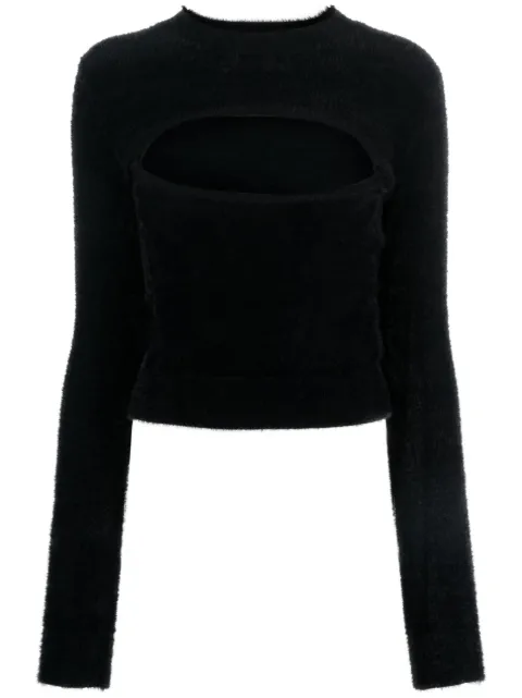 MOSCHINO JEANS long-sleeve faux-fur jumper Black A09368703