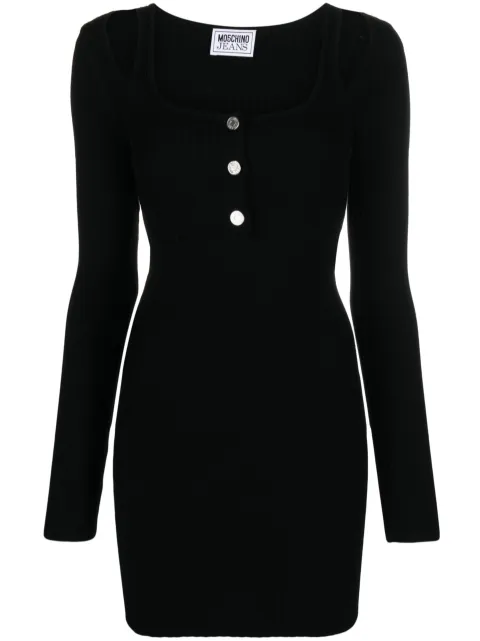 MOSCHINO JEANS long-sleeve ribbed-knit dress Black A04818711