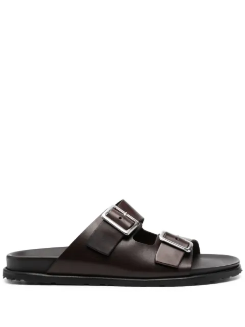 Scarosso leather buckle sandals Brown ENEASANDBROCALF