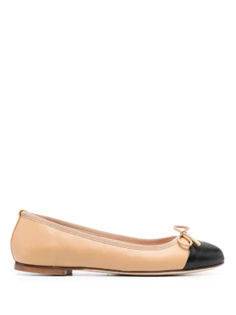 Scarosso contrasting-toecap leather ballerina shoes Neutrals CARLABALLNUDCALF