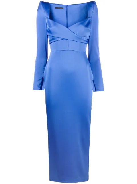 Alex Perry Linden satin midi dress Blue D1116