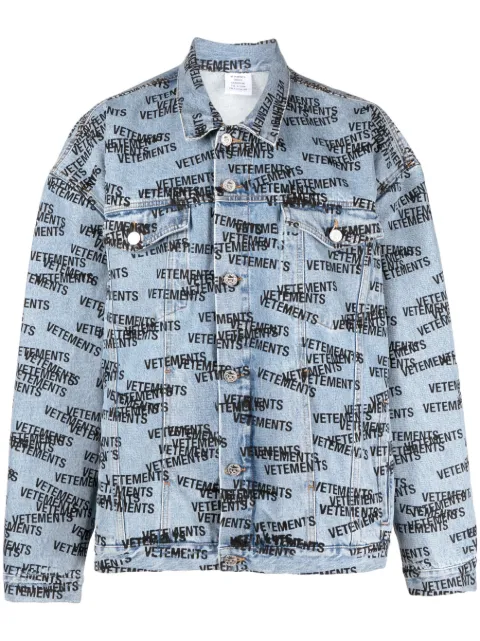 VETEMENTS logo-print denim jacket Blue UE54JA280N