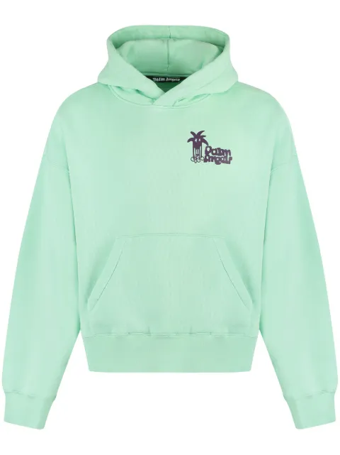 Palm Angels Douby logo-print cotton hoodie Green PMBB058E23FLE0035037
