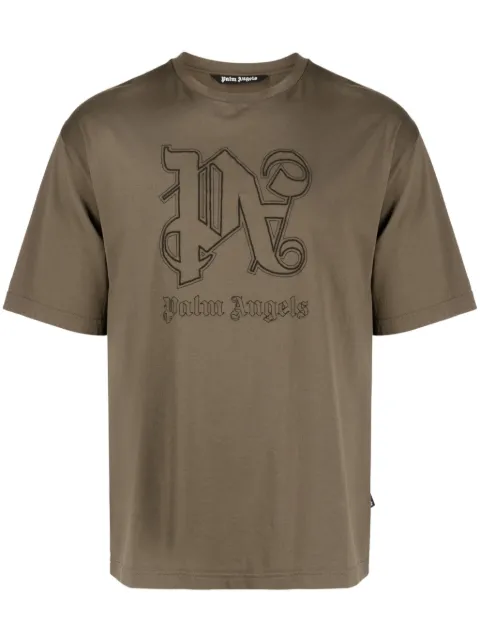 Palm Angels PA logo-print T-shirt Brown PMAA089E23JER0026010
