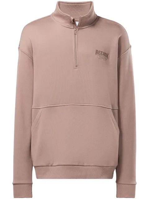 Reebok logo-embroidered quarter-zip sweatshirt Brown 100036747