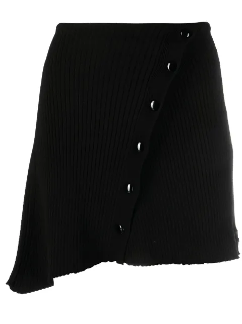 Courrèges asymmetric ribbed-knit mini skirt Black 223MSH021FI0001