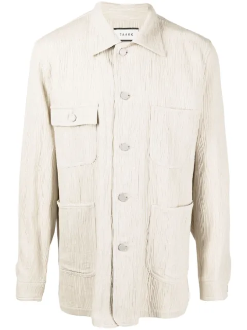 Taakk textured-effect shirt jacket Neutrals TA23SSBL010