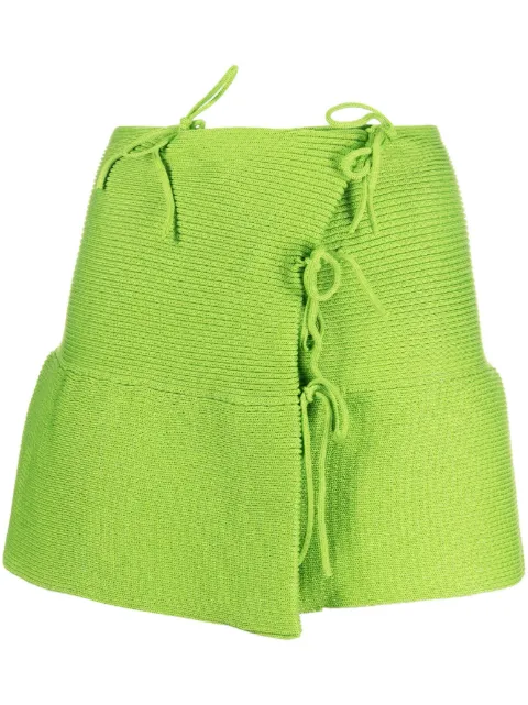 A. ROEGE HOVE Emma tie-embellished asymmetric miniskirt Green C08M027