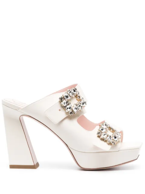 Roger Vivier Slidy Viv' strass-buckle sandals White RVW6993510091T
