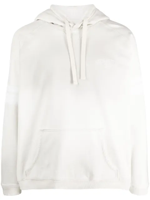 GUESS USA slogan-print striped hoodie White M2BQ00KBB40