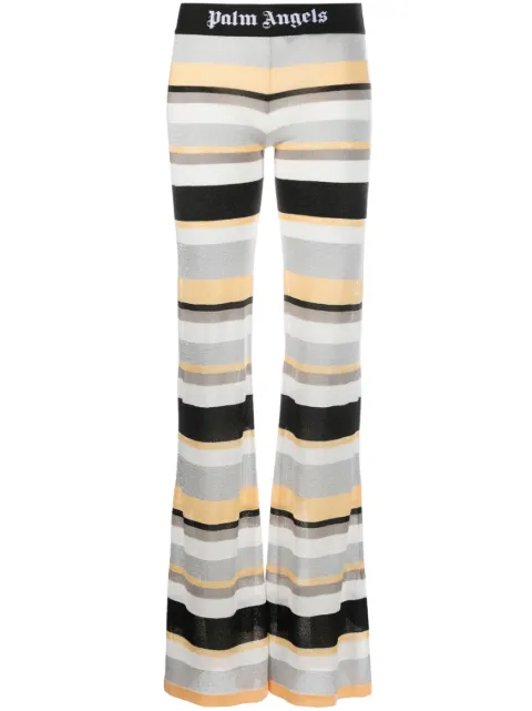 Palm Angels striped lurex-knit trousers White PWHG021E23KNI0028401