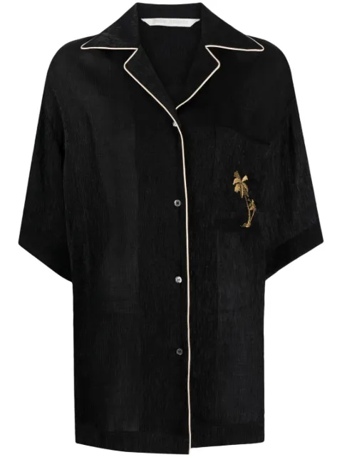Palm Angels Soireé logo-embroidered shirt Black PWGG005E23FAB0011076