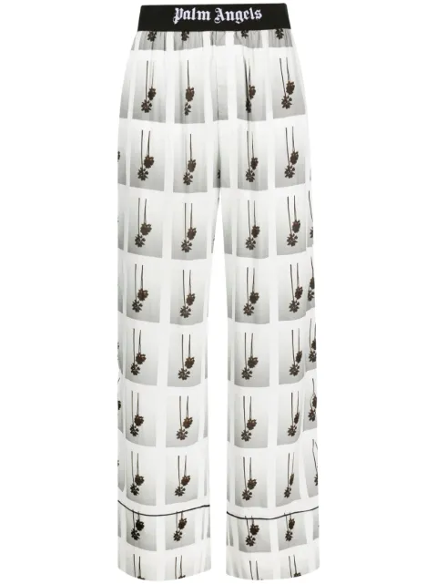 Palm Angels Mirage graphic-print trousers White PWCA117E23FAB0020109