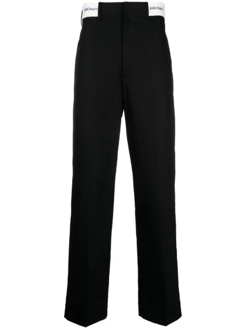 Palm Angels logo-waistband chino trousers Black PMCG008E23FAB0011003