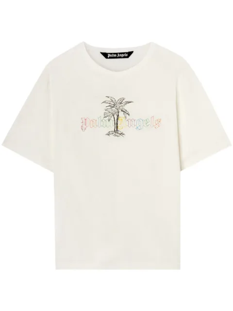 Palm Angels logo-print short-sleeve T-shirt White PMAA089E23JER0040110