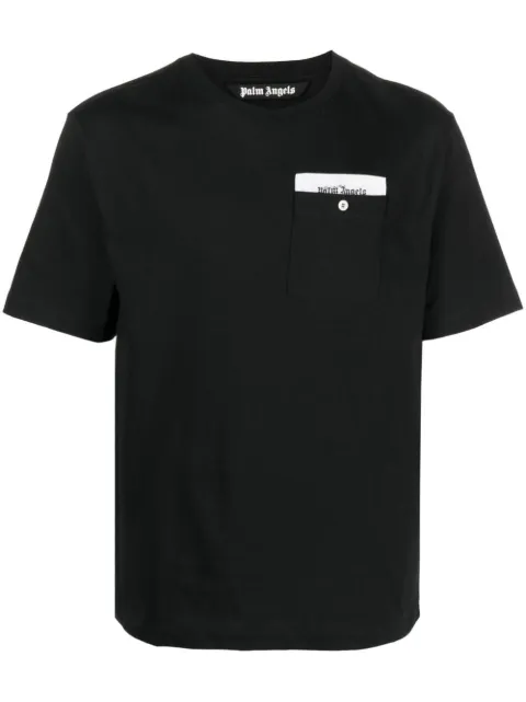 Palm Angels logo-tape cotton T-shirt Black PMAA088E23JER0011003