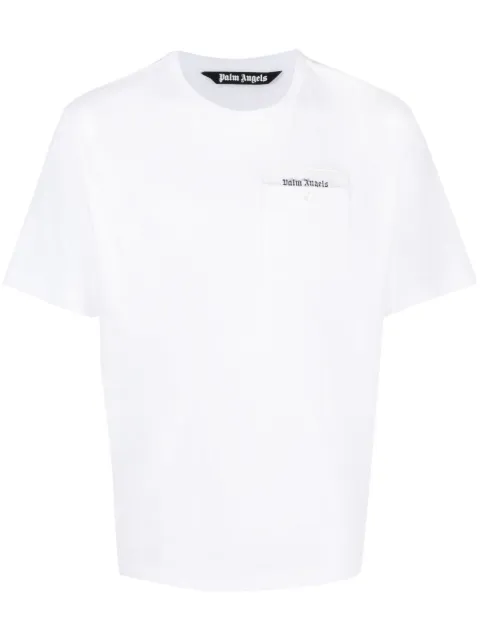 Palm Angels logo-tape cotton T-shirt White PMAA088E23JER0010103