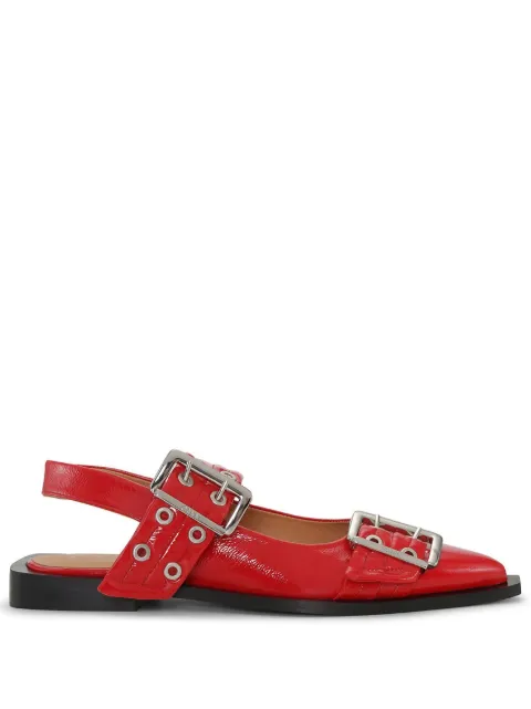 GANNI eyelet-detail leather ballerinas Red S2157